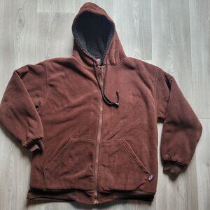 Vintage Arcticknit Brown Fleece Zip-Up Hoodie Jacket Hood  Pockets Medium Sherpa
